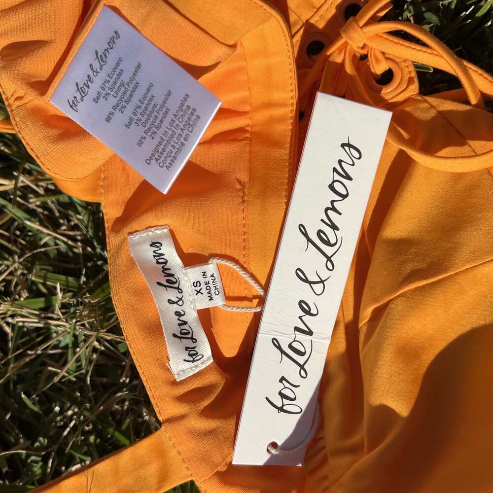 NWT For Love And Lemons Clementine Bra Top Yellow Orange Crop XS fits Small - Picture 6 of 8